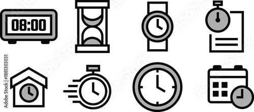 Chronometer, watch, timer, timekeeper Icon Pack for Web Interfaces, Mobile Design, and Digital Asset