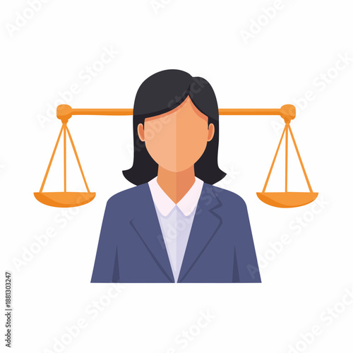 Businesswoman Symbol with Golden Scale - Legal Representation, Equality, and Justice Concept