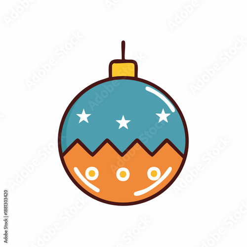 Festive Christmas Ornament with Star Accents and Zigzag Design for Holiday Season Decoration