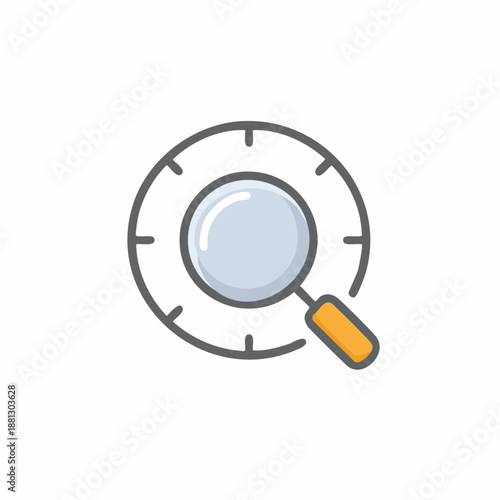 Magnifying Glass Icon Inspecting Time Clock Symbol Search Concept Detailed Focus
