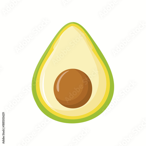 Avocado Slice with Seed Half Cut Avocado Tropical Fruit Illustration Food Ingredient Culinary Healthy Eating Vegetarian Diet
