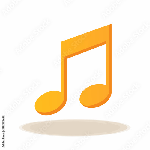 Elegant Golden Musical Note Floating with Subtle Shadow Symbol for Arts Culture Entertainment
