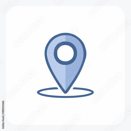 Blue Location Pin Icon with Concentric Circle on White Background Represents Navigation or Mapping