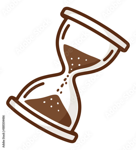 Hand drawn illustration of an hourglass depicting sand flowing for time measurement