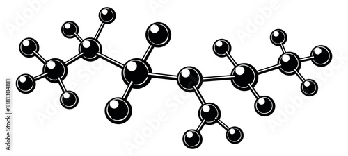 Graphic illustration of a molecular structure depicting interconnected atoms for scientific research