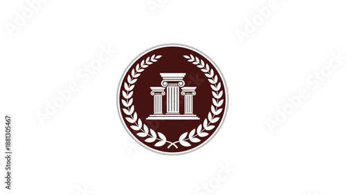 Historic Culture Badge Logo with Laurel Wreath and Ancient Architecture. transparent.