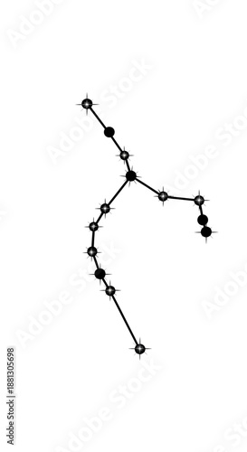 Stellar Geometric Silhouette of a Constellation Pattern, Like Ursa Major, Celestial Art.