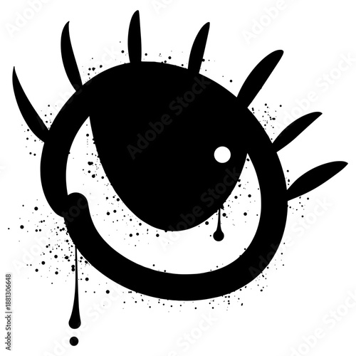 Eye graffiti with black spray paint