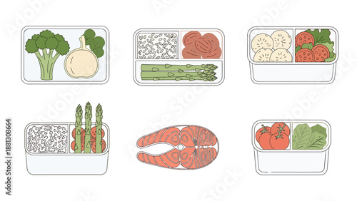 Healthy Eating Meal Prep Containers With Fresh Ingredients For Balanced Diet Planning Exercise Fitness Food Preparation