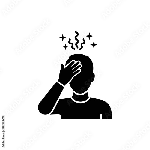 Headache Stress Silhouette Icon – Person Holding Head Pain Anxiety Symbol