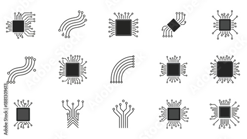 Microchip circuit board components closeup.
