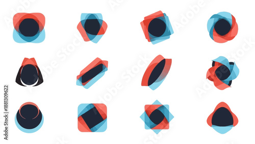 Collection of abstract colorful geometric shapes.