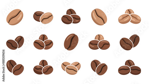 Coffee beans in various stages.