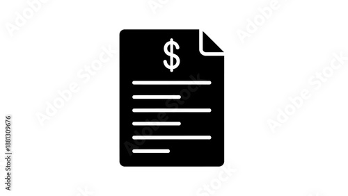 Black document with dollar sign icon.