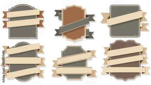Vintage ribbons and labels design elements.