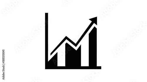 Black graph icon with arrow.