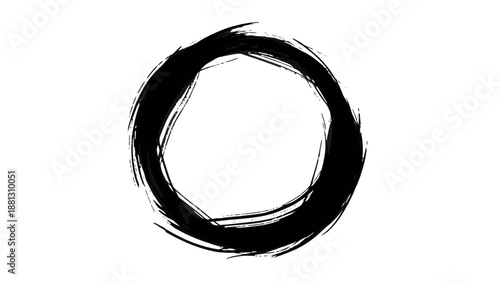 Black Brush Stroke Circle Shape.