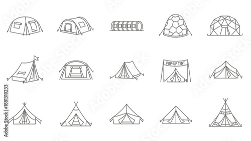 Various types of camping tents.