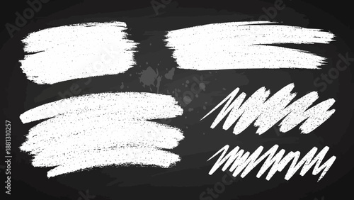 White Brush Strokes on Black Background.