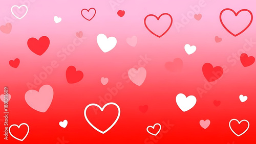 Seamless Background of Red and Pink Hearts for Valentine's Day and Romantic Occasions