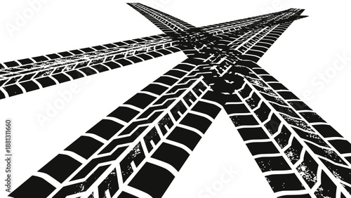 Tire Tracks Pattern Closeup View.