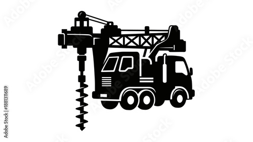 Large drilling truck with auger bit.