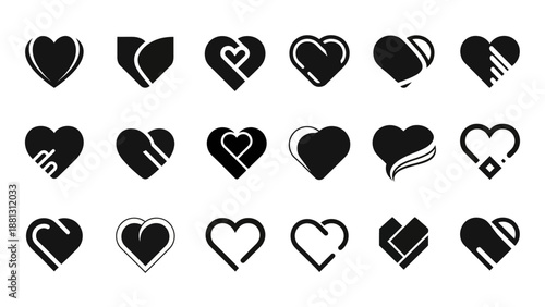 Black heart shapes and symbols.