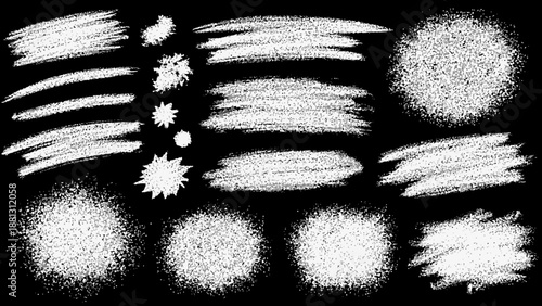 Various white textured brush stroke effects.