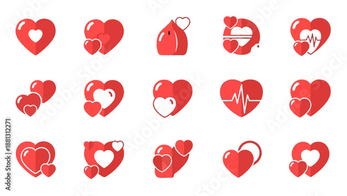 Red Heart Symbols and Icons.