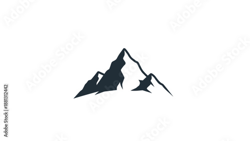 Black silhouette of mountain peaks.