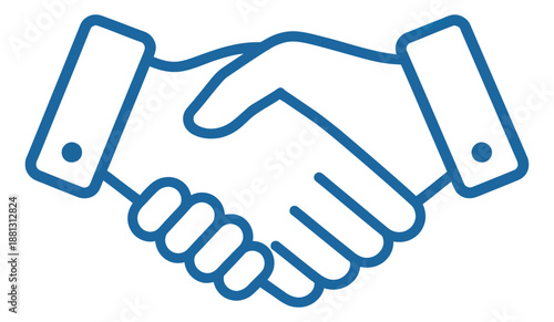Line art illustration of a handshake depicting agreement for business concept