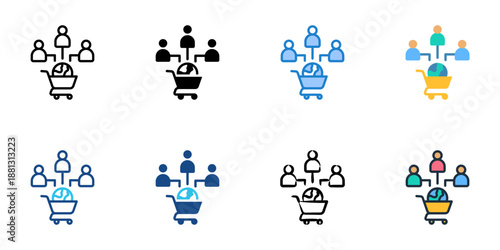 Supplier Diversity icons set multiple style collection. Editable stroke 

