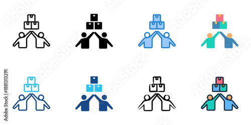 Vendor Collaboration icons set multiple style collection. Editable stroke 
