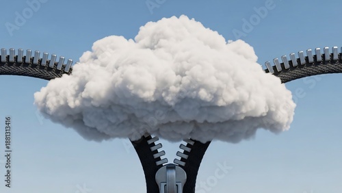 Unzipping the Cloud: Digital Storage and Technology Concept