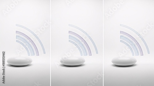 Wireless Sensor Device Emitting Signal Waves Triptych