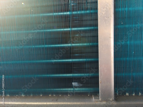 Quadro em tela Industrial fin condenser coils in  chiller unit , texsture of fins condenser  hv