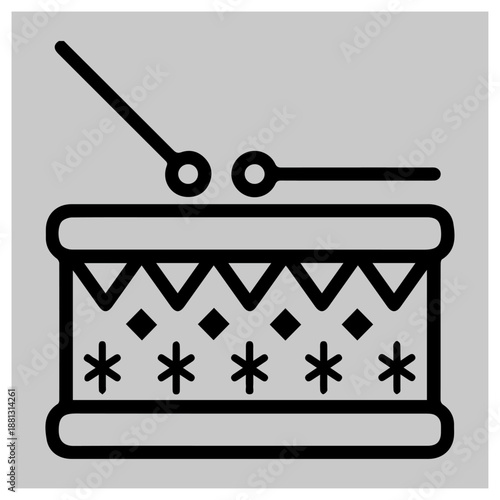 Decorative drum with patterns isolated on white background, Vector