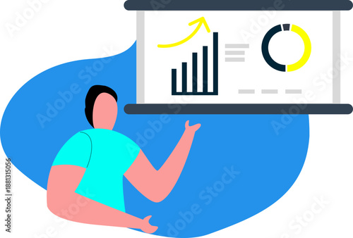 Business Analytics Presentation Illustration with Data Chart and Growth Concept