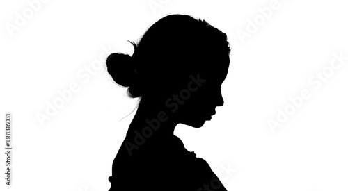 Canvas Print Silhouette of a Young Woman in Profile on White Background — Minimalist Concept