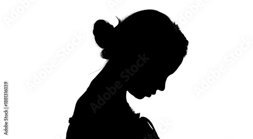 Female Silhouette in Profile with Head Down
