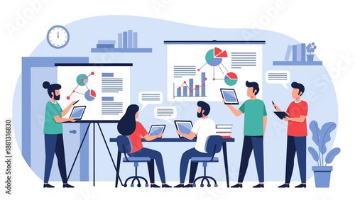 Wallpaper Mural Team of Professionals Collaborating in Modern Office. Torontodigital.ca