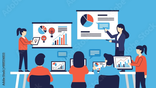 Wallpaper Mural Business Team Presenting Data Analysis Report. Torontodigital.ca