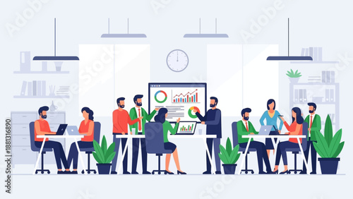 Wallpaper Mural Group of Business Professionals in Modern Office. Torontodigital.ca