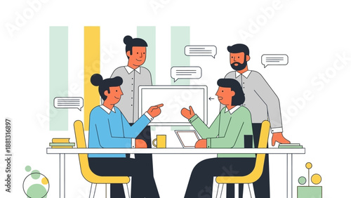 Wallpaper Mural Group of People Discussing Around Desk. Torontodigital.ca