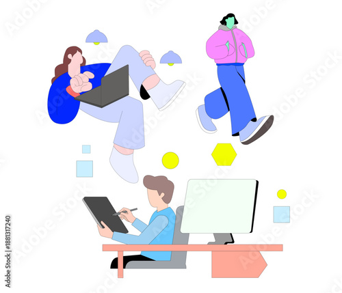 Freelancer Working Remotely Flat Vector Illustration