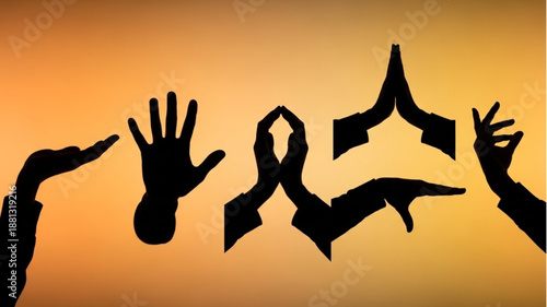 Shadow Puppets Hand Shapes Silhouette.