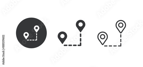Route pin icon. Multi series icon. Perfect pixel isolated on white background. Vector illustration