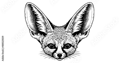 Fennec fox engraving illustration for elegant desert branding