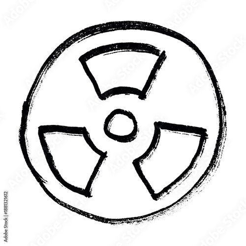 Hand drawn radiation sign Nuclear radiation hazard symbol Radioactive danger warning sign clipart in doodle style Nuclear safety Radioactive waste Single element for print, web, design, decor