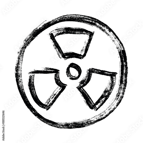 Hand drawn radiation sign Nuclear radiation hazard symbol Radioactive danger warning sign clipart in doodle style Nuclear safety Radioactive waste Single element for print, web, design, decor